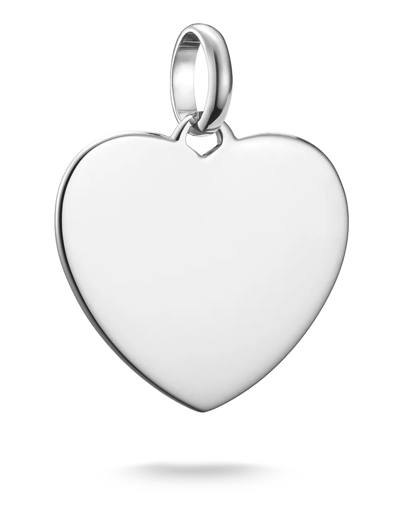 Thomas Sabo Damen Charm-Anhänger Herz groß Connect Silber mit Gravur, Sterlingsilber Silberfarben
