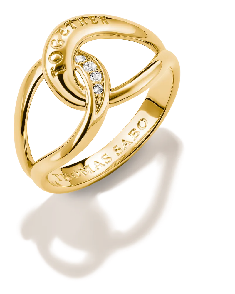 Thomas Sabo Damen Ring Together mit weißem Zirkonia, M01 Gelbgoldfarben