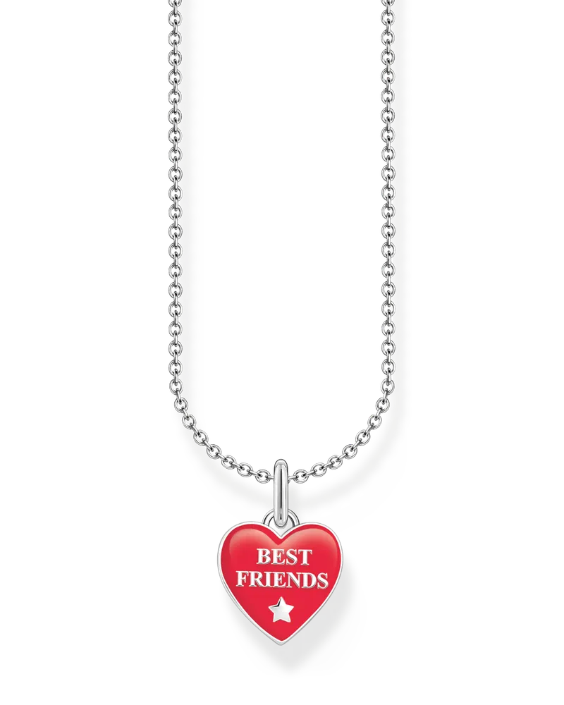 Thomas Sabo Damen Kette mit Best-Friends-Anhänger Silber, Sterlingsilber, Charming Collection Rot