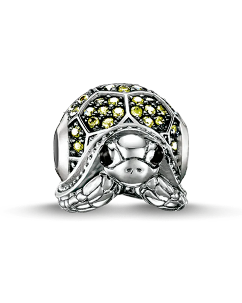 Thomas Sabo Damen Bead Schildkröte, Sterlingsilber, Karma Beads Dunkelgrün