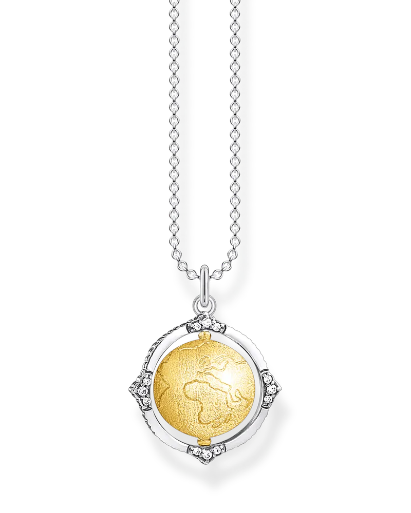 Thomas Sabo Herren Kette Vintage Weltkugel, Sterlingsilber Gelbgold vergoldet Gelbgoldfarben