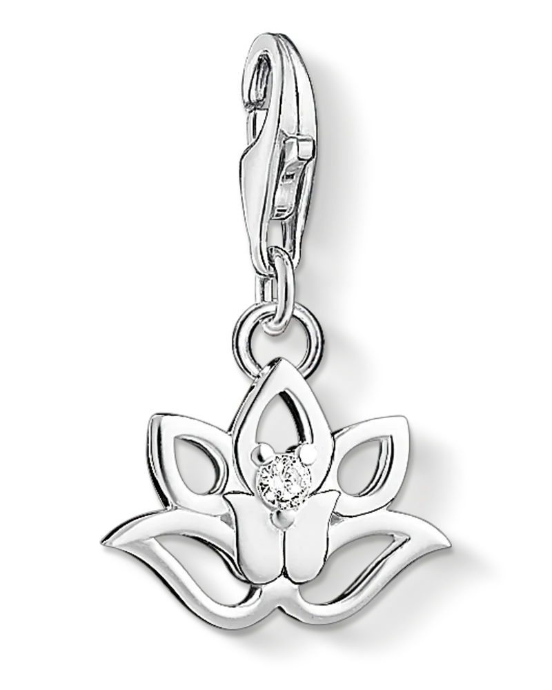 Thomas Sabo Damen Charm-Anhänger Lotos Blüte, Sterlingsilber, Charm Club Collection Silberfarben