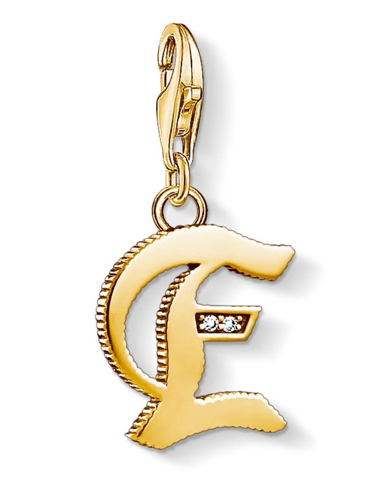 Thomas Sabo Herren Charm-Anhänger Buchstabe E gold, Sterlingsilber Gelbgold vergoldet, Charm Club Collection Gelbgoldfarben
