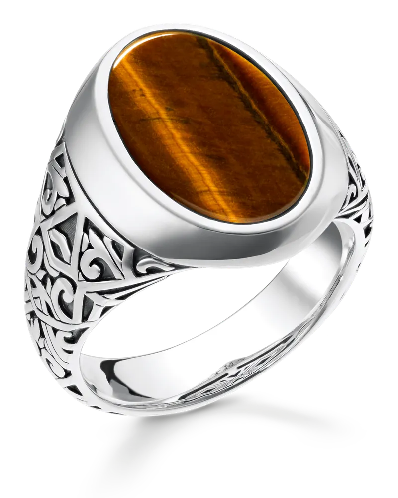 Thomas Sabo Herren Ring Tigerauge, Sterlingsilber Braun