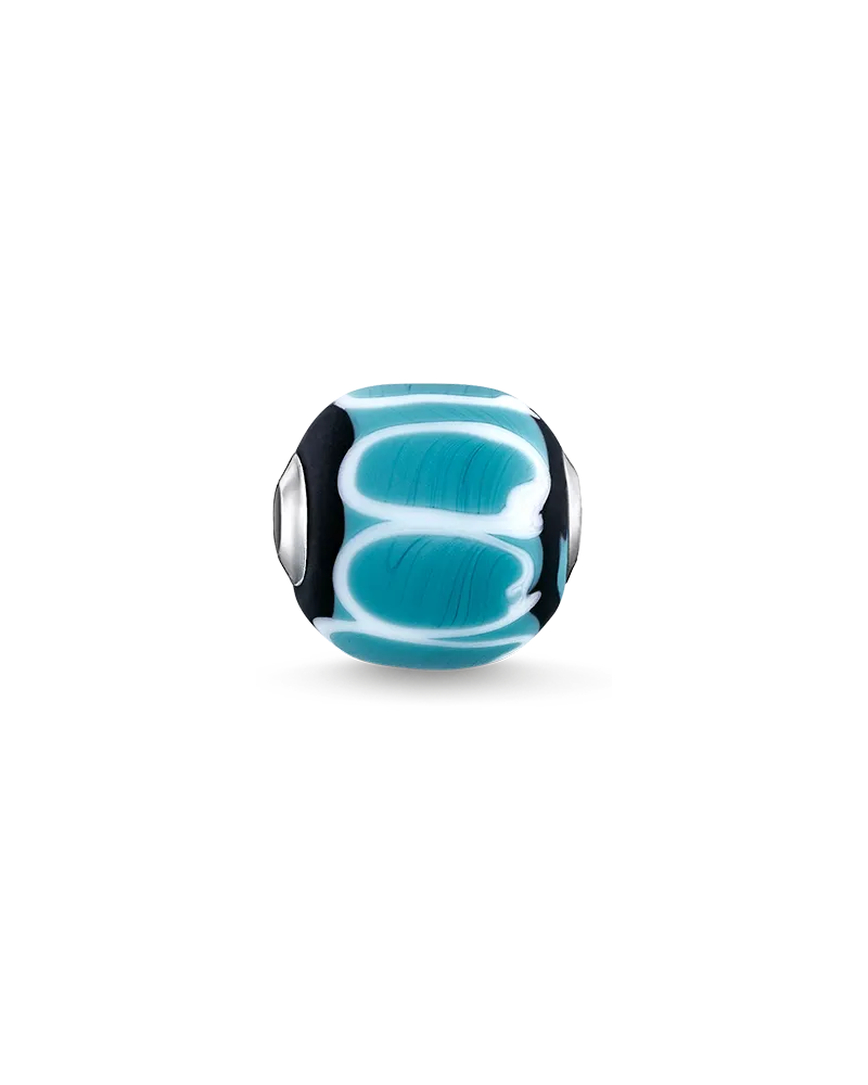 Thomas Sabo Herren Bead Glas-Bead Türkis, Schwarz, Weiß, Sterlingsilber / Glas, Karma Beads Schwarz