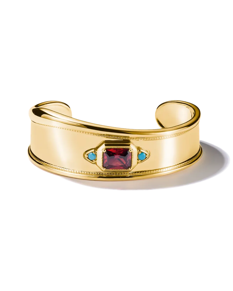 Thomas Sabo Damen Armreif Roter Zirkoniastein Elyndra 18k Vergoldung, Sterlingsilber Gelbgold vergoldet Gelbgoldfarben