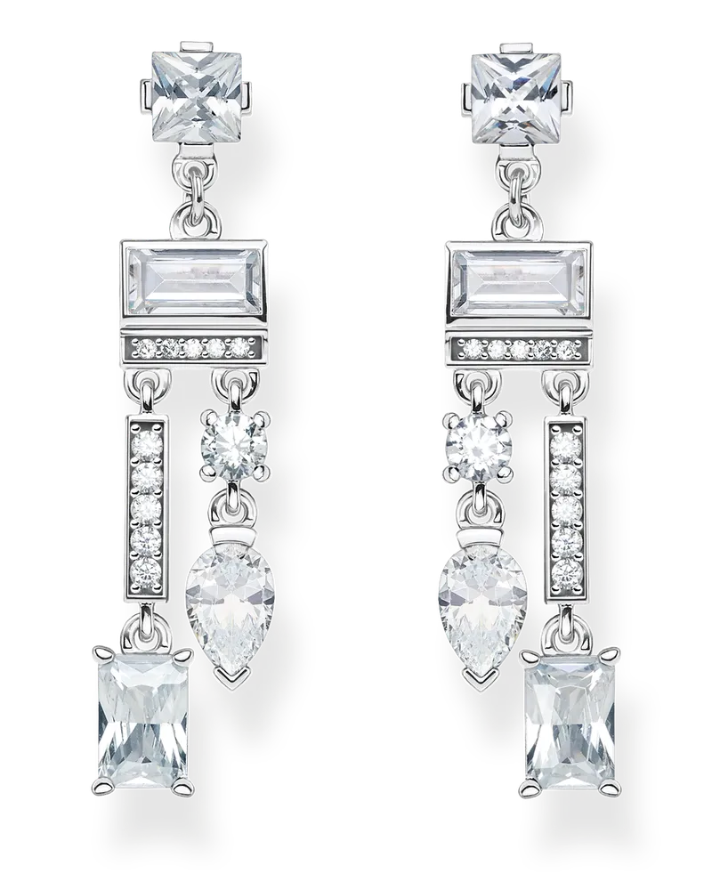 Thomas Sabo Damen Ohrringe weißer Formenmix, Sterlingsilber Silberfarben