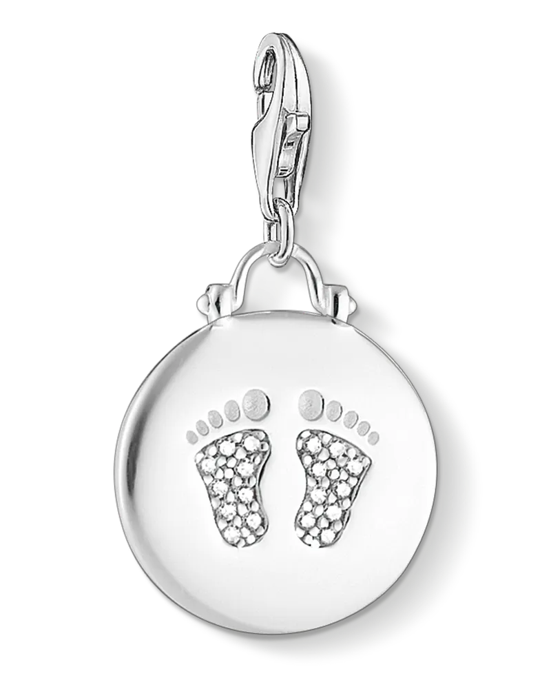 Thomas Sabo Damen Charm-Anhänger Coin Baby Fußabdruck, Sterlingsilber, Charm Club Collection Silberfarben