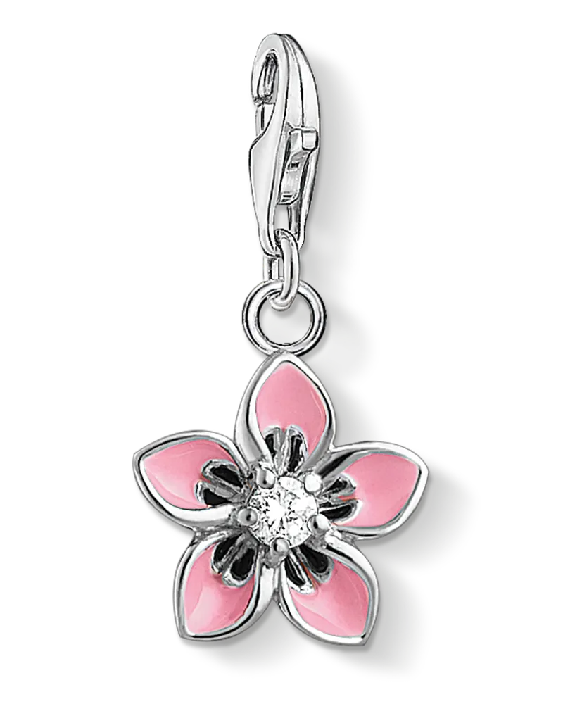 Thomas Sabo Damen Charm-Anhänger rosa Blume , Sterlingsilber, Charm Club Collection Pink