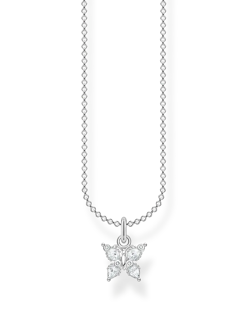 Thomas Sabo Damen Kette Schmetterling weiße Steine, Sterlingsilber, Charming Collection Silberfarben