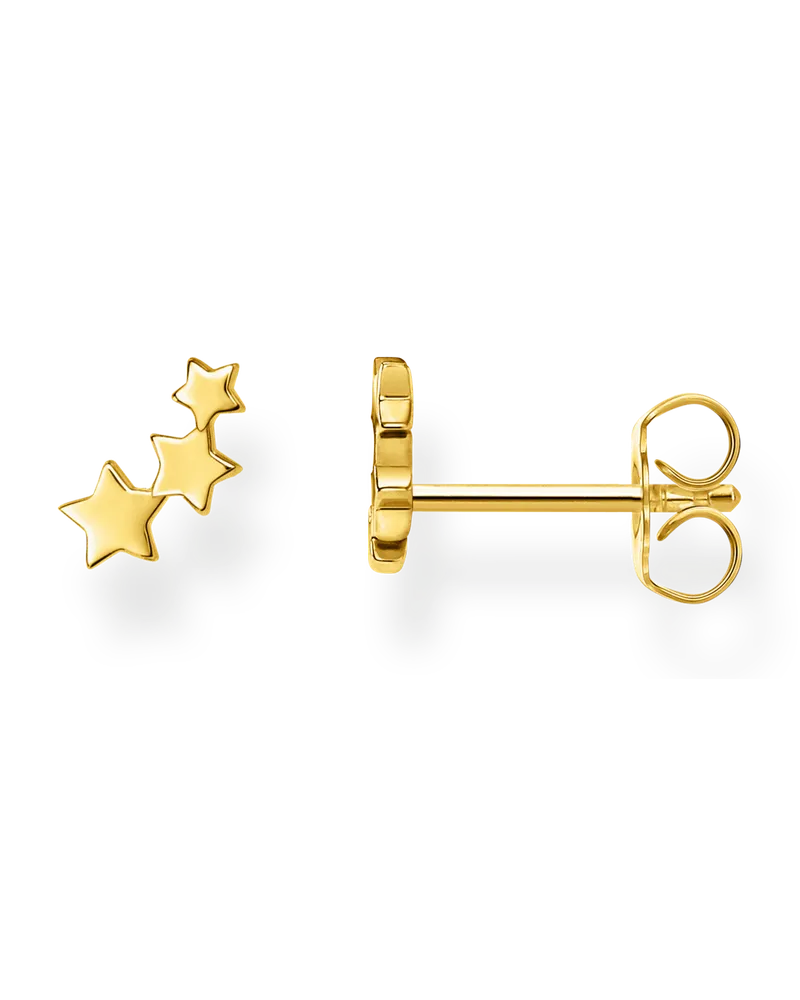 Thomas Sabo Damen Einzel Ohrstecker Sterne gold, Sterlingsilber Gelbgold vergoldet, Charming Collection Gelbgoldfarben