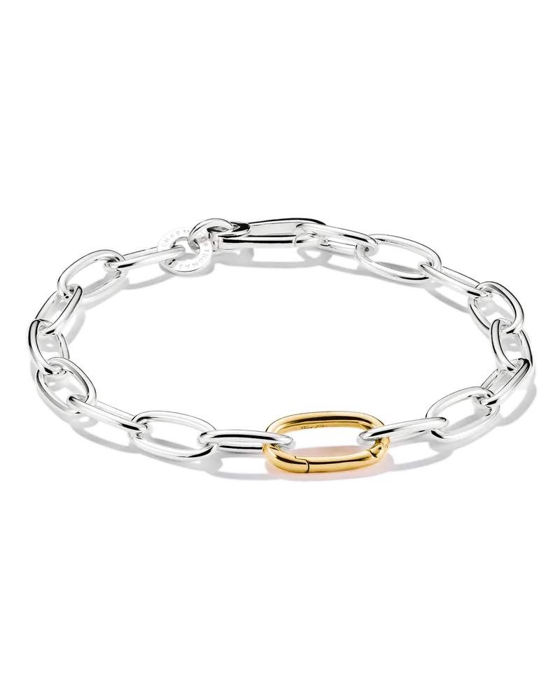 Thomas Sabo Damen Charm-Armband Bicolor mit einem Connect Link Silber, Sterlingsilber Gelbgold vergoldet Gelbgoldfarben