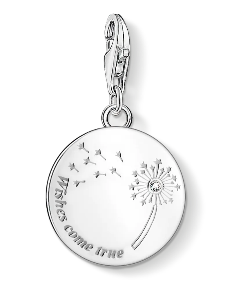 Thomas Sabo Damen Charm-Anhänger Pusteblume wishes come true, Sterlingsilber, Charm Club Collection Silberfarben