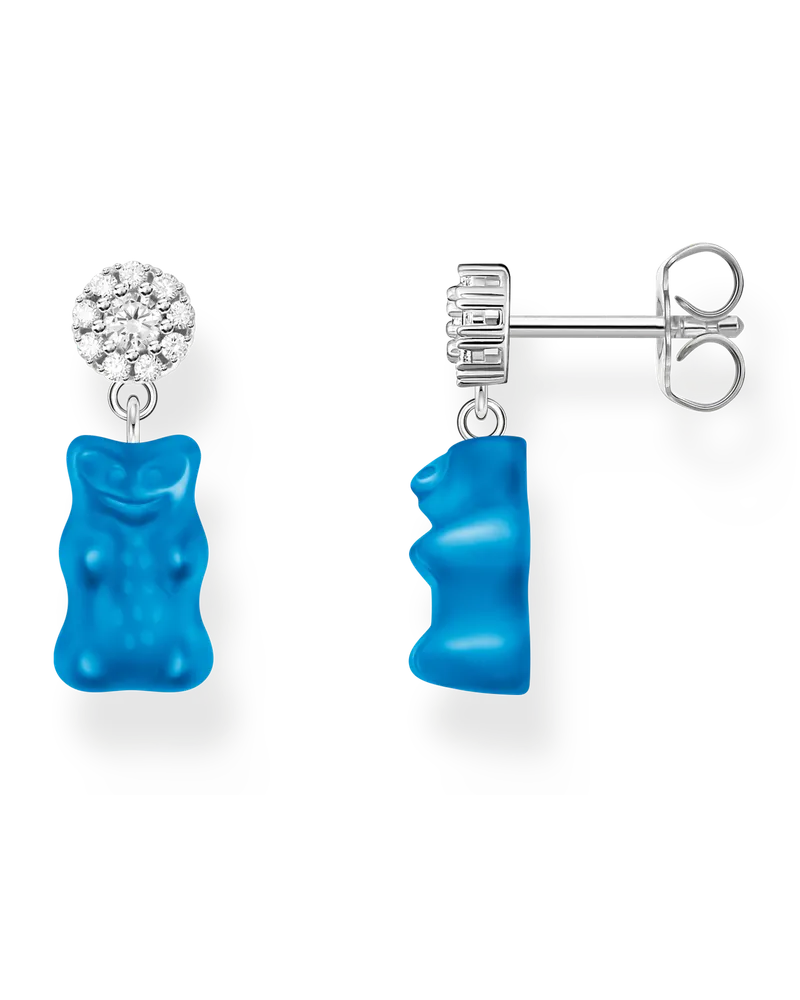 Thomas Sabo Damen Ohrstecker mit blauen Goldbären Silber, Sterlingsilber / Glas, Charming Collection Blau