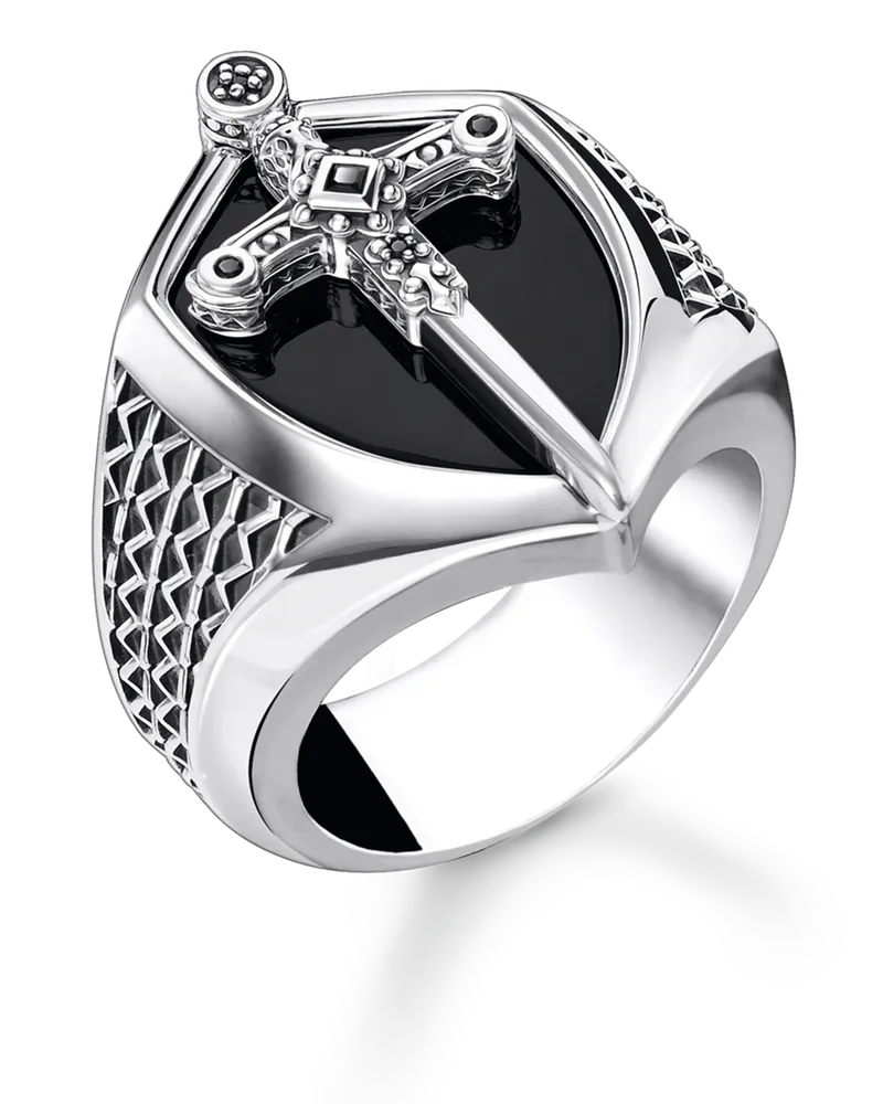 Thomas Sabo Herren Ring Schwert silber, Sterlingsilber Schwarz