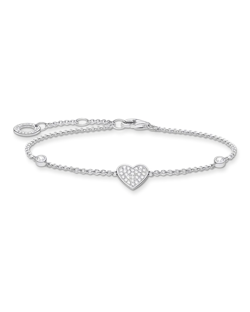 Thomas Sabo Damen Armband Herz mit Steinen silber, Sterlingsilber, Charming Collection Silberfarben