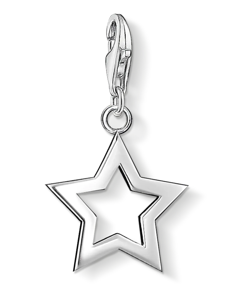 Thomas Sabo Damen Charm-Anhänger Stern, Sterlingsilber, Charm Club Collection Silberfarben