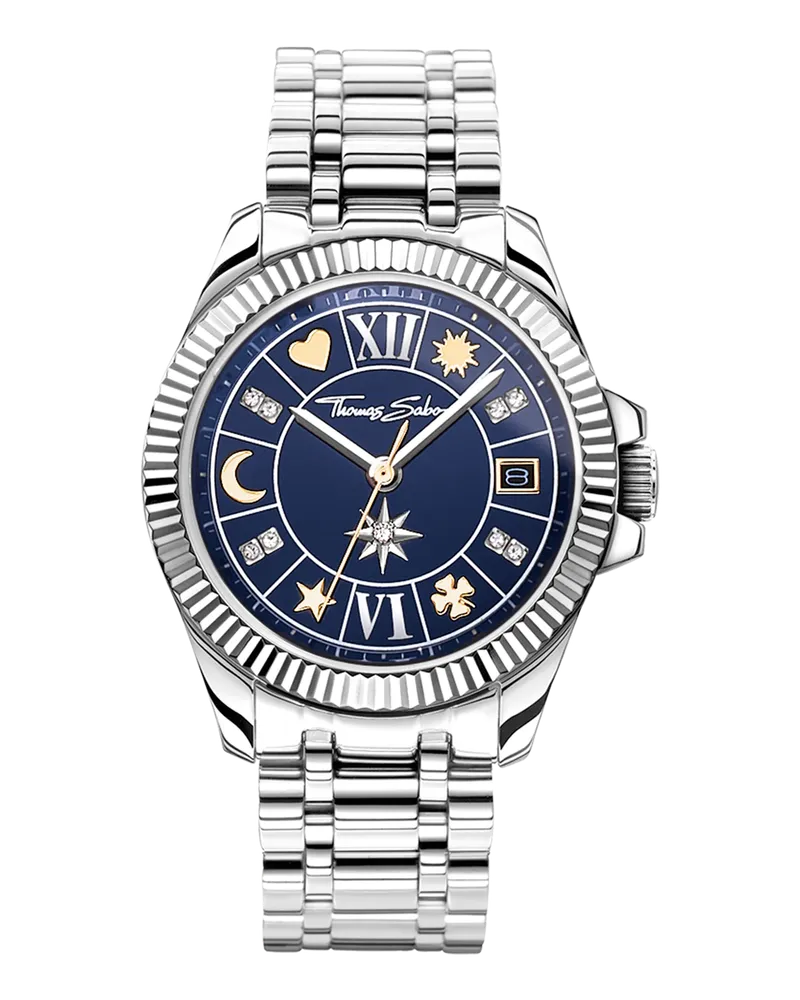 Thomas Sabo Damen Damenuhr Glücksbringer bicolor, Edelstahl Gelbgoldfarben