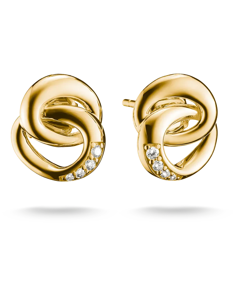 Thomas Sabo Damen Ohrstecker Together mit weißem Zirkonia, M01 Gelbgoldfarben