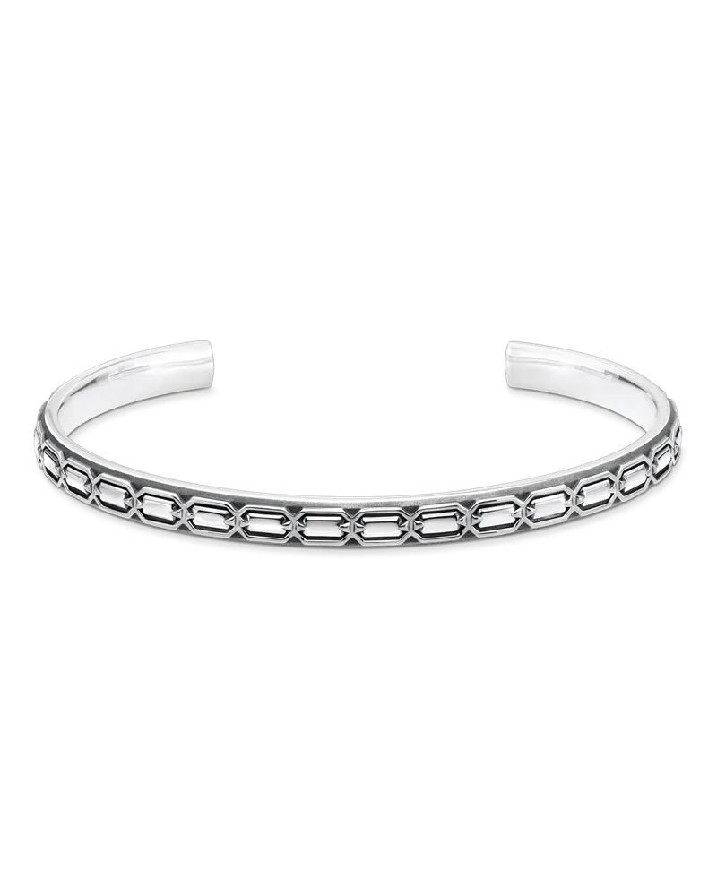 Thomas Sabo Herren Armreif schmal Krokodilpanzer Silber geschwärzt, Sterlingsilber geschwärzt Silberfarben