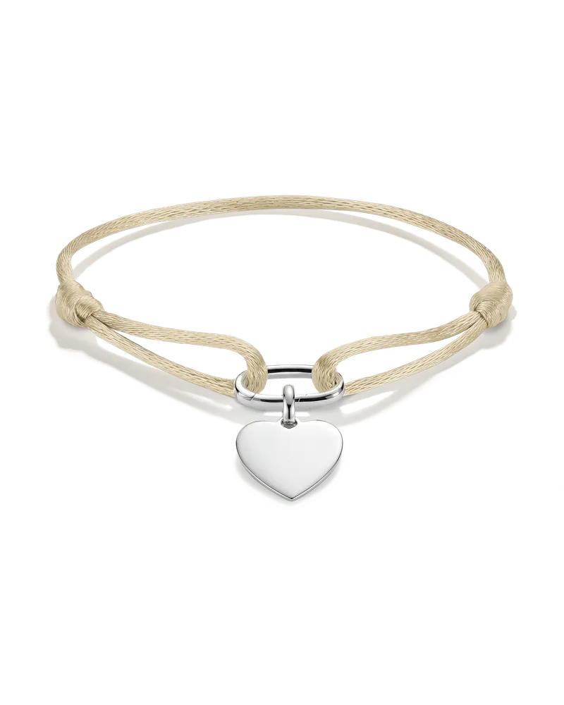 Thomas Sabo Herren Schmuck-Set Herz-Anhänger mit beigem Textilarmband Connect Silber 