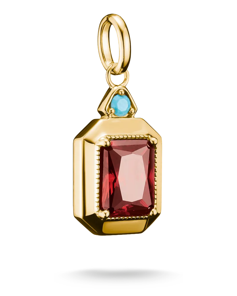 Thomas Sabo Damen Anhänger Roter Zirkonia Stein Elyndra Octagon 18k Vergoldung, Sterlingsilber Gelbgold vergoldet Gelbgoldfarben