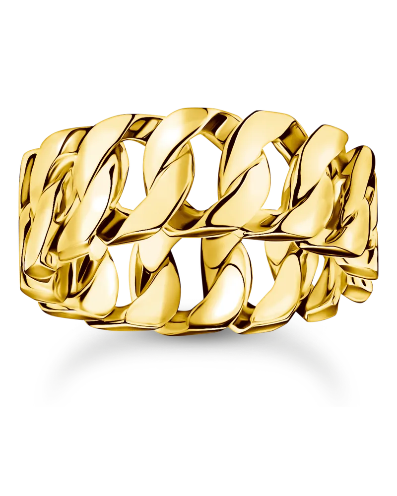 Thomas Sabo Herren Ring Kettenglieder breit vergoldet, Sterlingsilber Gelbgold vergoldet Gelbgoldfarben