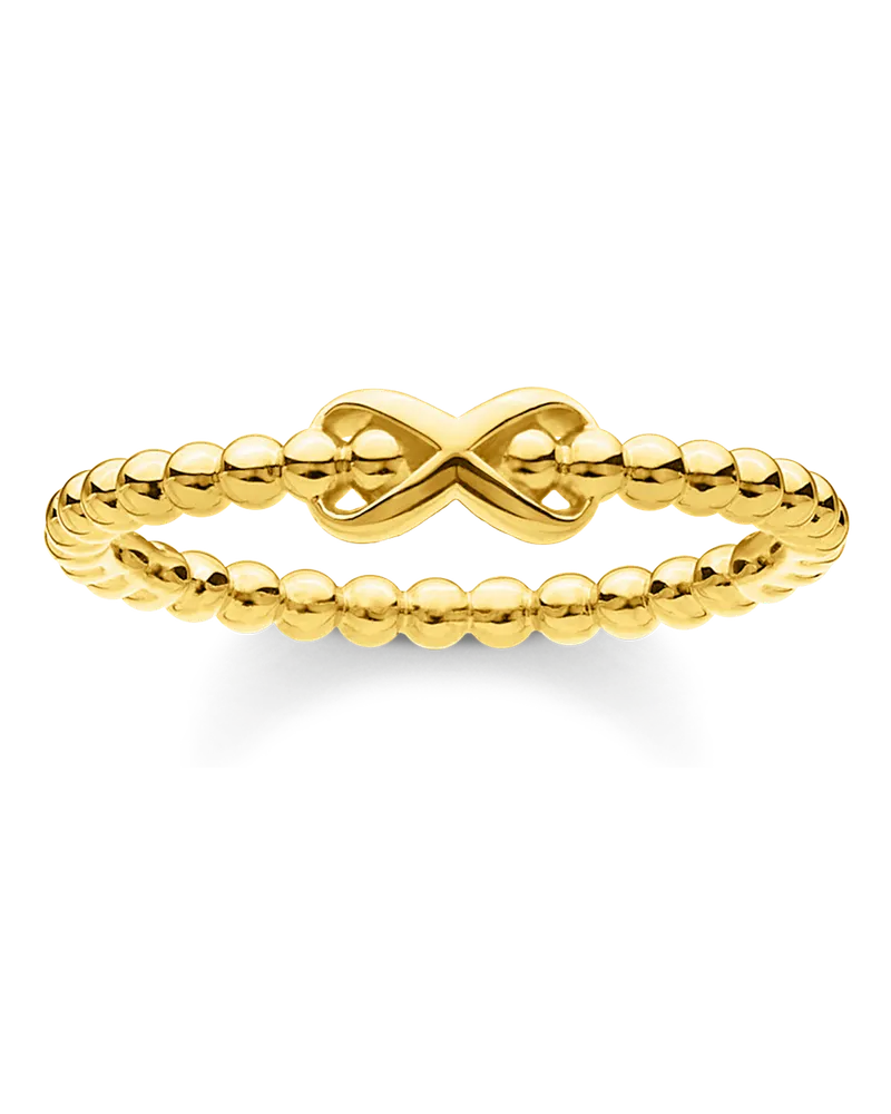 Thomas Sabo Damen Ring Kugeln mit Infinity gold, Sterlingsilber Gelbgold vergoldet, Charming Collection Gelbgoldfarben