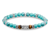 Armband mit türkisen Beads und Tigerauge-Beads Silber