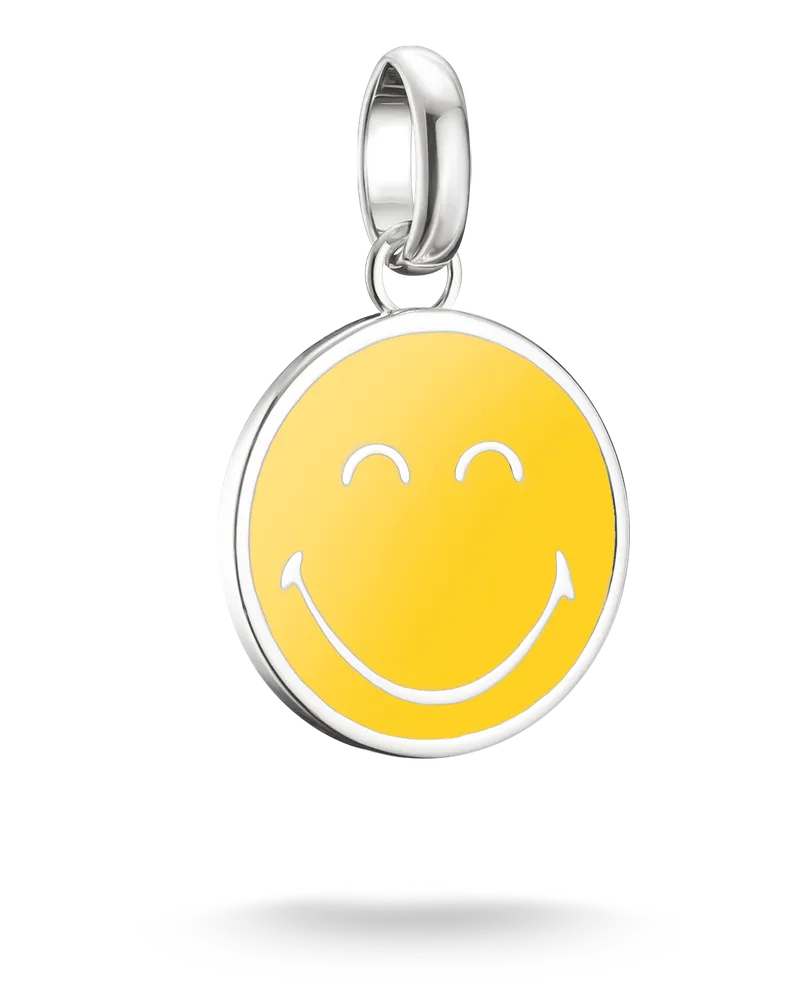 Thomas Sabo Damen SMILEYWORLD® Calm Charm-Anhänger Connect Silber, Sterlingsilber, Charm Club Collection Gelb