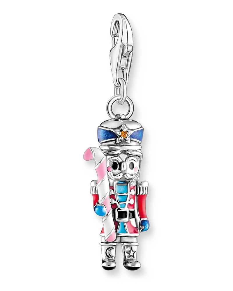 Thomas Sabo Damen Charm-Anhänger Nussknacker mit Zuckerstange Silber, Sterlingsilber, Charm Club Collection Dunkelblau