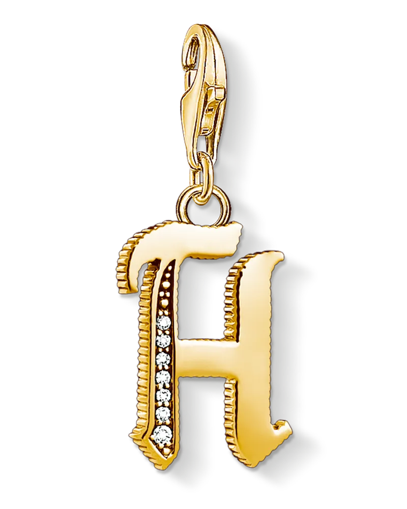 Thomas Sabo Herren Charm-Anhänger Buchstabe H gold, Sterlingsilber Gelbgold vergoldet, Charm Club Collection Gelbgoldfarben