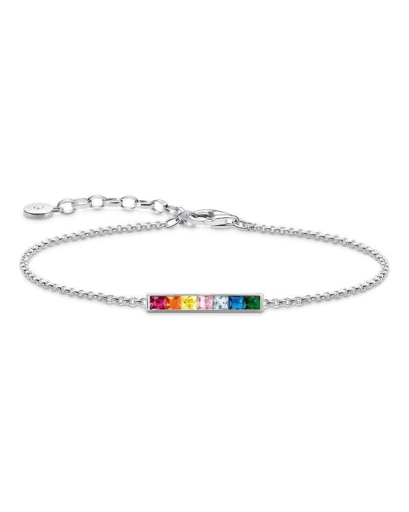 Thomas Sabo Damen Armband bunte Steine silber, 925 Sterlingsilber/ Glas-Keramik Stein/ synthetischer Korund/ Zirkonia Blau