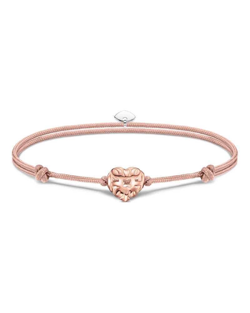 Thomas Sabo Damen Armband Karma Secret mit Herz Bead rosévergoldet, Sterlingsilber Roségold vergoldet, Karma Beads Beige