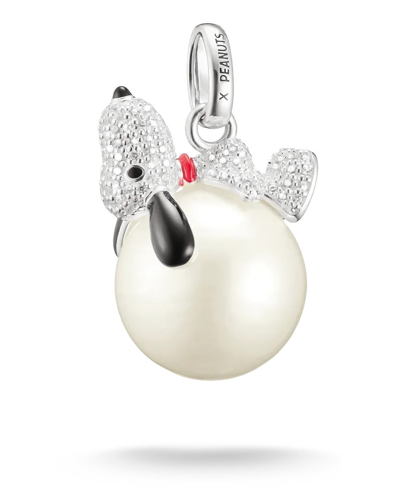 Thomas Sabo Herren Anhänger Snoopy auf Schneeball PEANUTS Silber, Sterlingsilber Rot