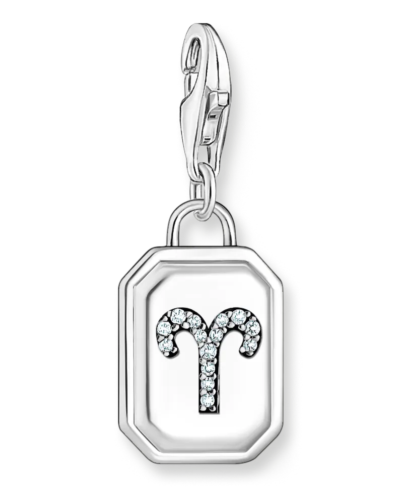 Thomas Sabo Damen Charm-Anhänger Sternzeichen Widder mit Steinen Silber, Sterlingsilber, Charm Club Collection Silberfarben