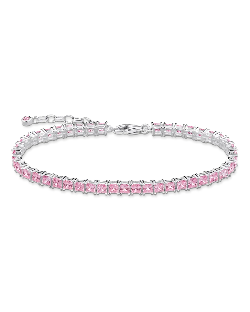 Thomas Sabo Damen Tennisarmband mit pinken Steinen Silber, Sterlingsilber Pink