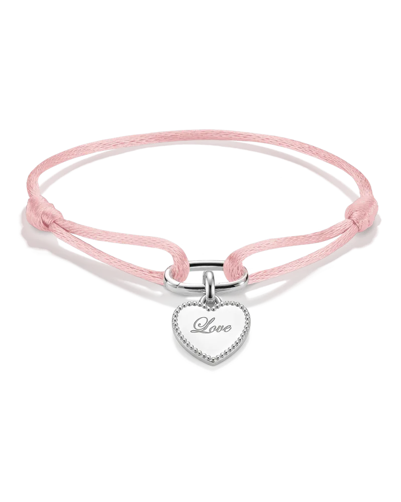 Thomas Sabo Herren Schmuck-Set Herz Anhänger "Love" mit pinkem Textilarmband Connect Silber 