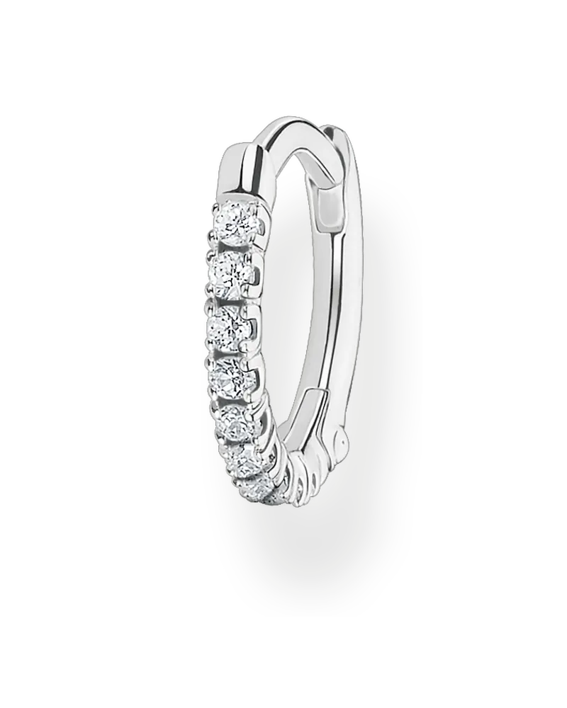 Thomas Sabo Damen Einzel Creole weiße Steine silber, Sterlingsilber, Charming Collection Silberfarben