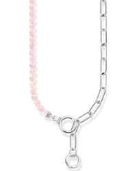 Thomas Sabo Collier mit Gliederkettenelementen und rosa Beads Silber Pink