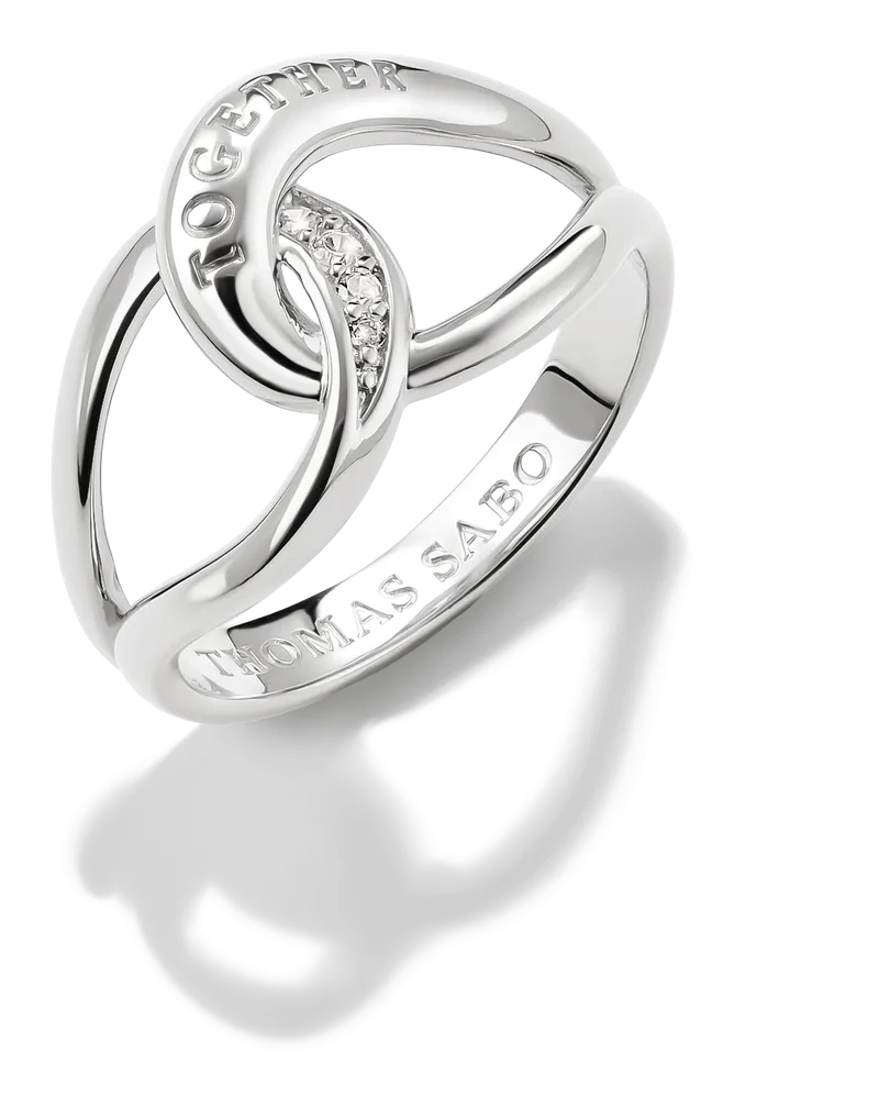Thomas Sabo Damen Ring Together mit weißem Zirkonia, Sterlingsilber Silberfarben