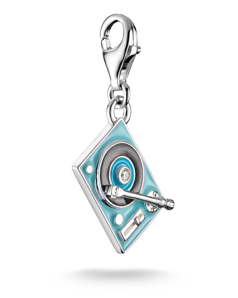Thomas Sabo Damen Charm-Anhänger Plattenspieler Silber, Sterlingsilber, Charm Club Collection Schwarz