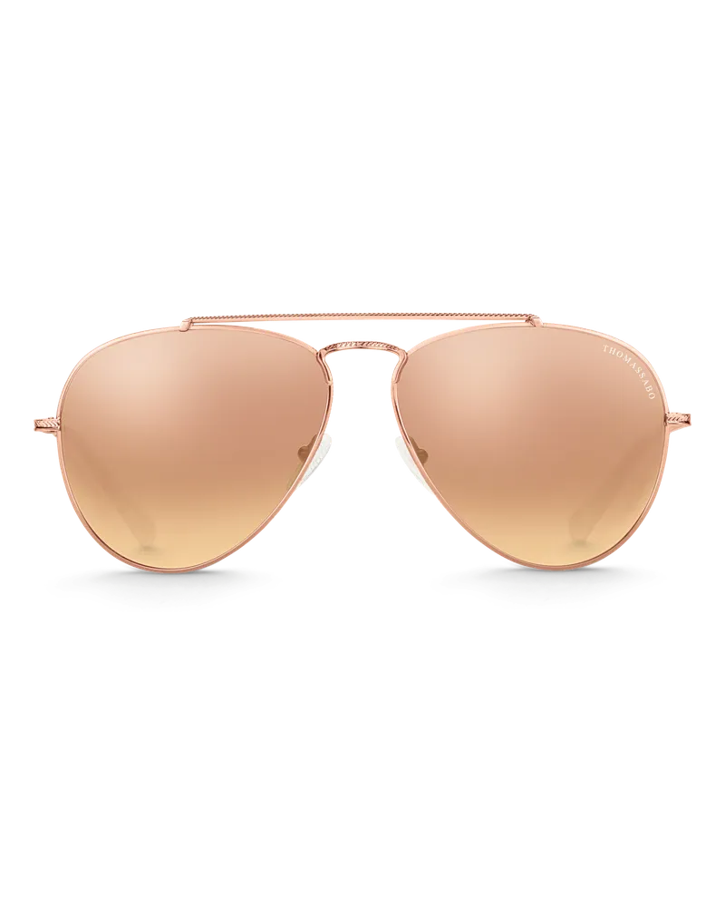 Thomas Sabo Damen Sonnenbrille Harrison Pilot Verspiegelt, Edelstahl / Silikon Pink