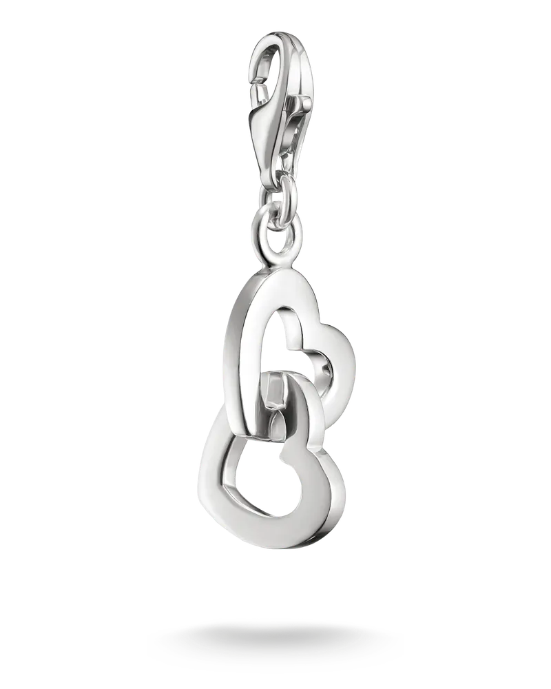 Thomas Sabo Damen Charm-Anhänger Herzen, Sterlingsilber, Charm Club Collection Silberfarben