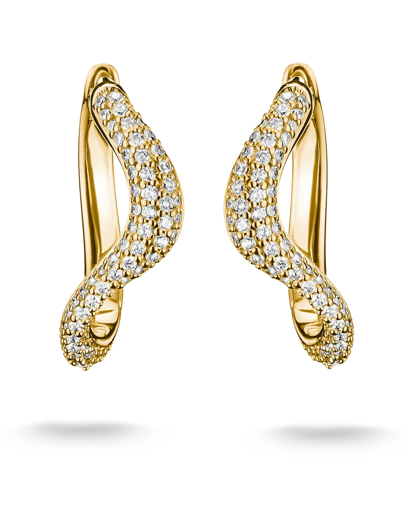 Thomas Sabo Damen Creolen in Wellenform mit weißen Zirkonia, M01 Gelbgoldfarben