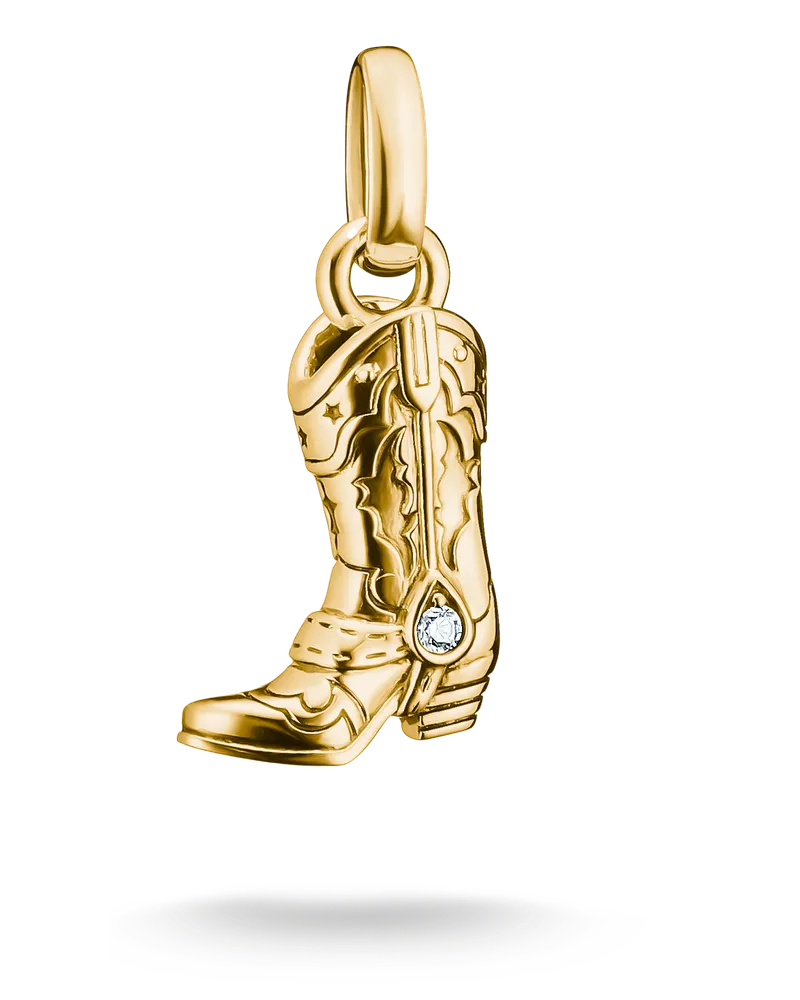Thomas Sabo Charm Cowboystiefel mit weißem Zirkonia – Connect weiß CC1325-M01-14 Gelbgoldfarben