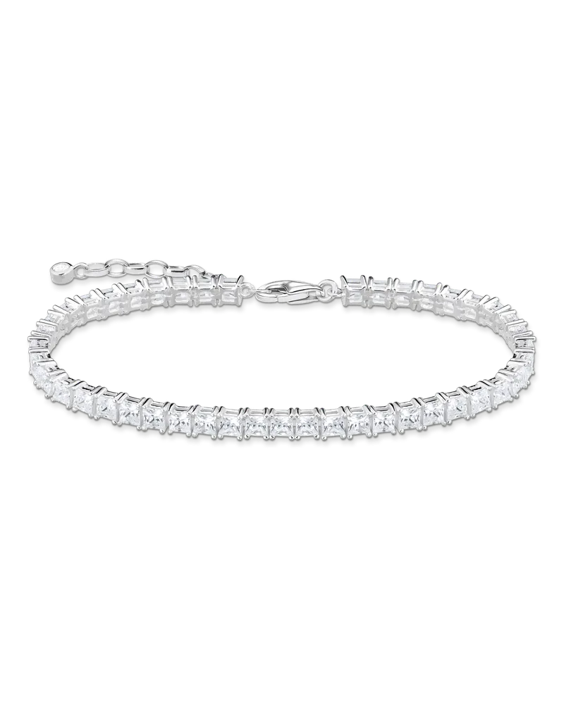 Thomas Sabo Damen Tennisarmband mit weißen Steinen Silber, Sterlingsilber Silberfarben