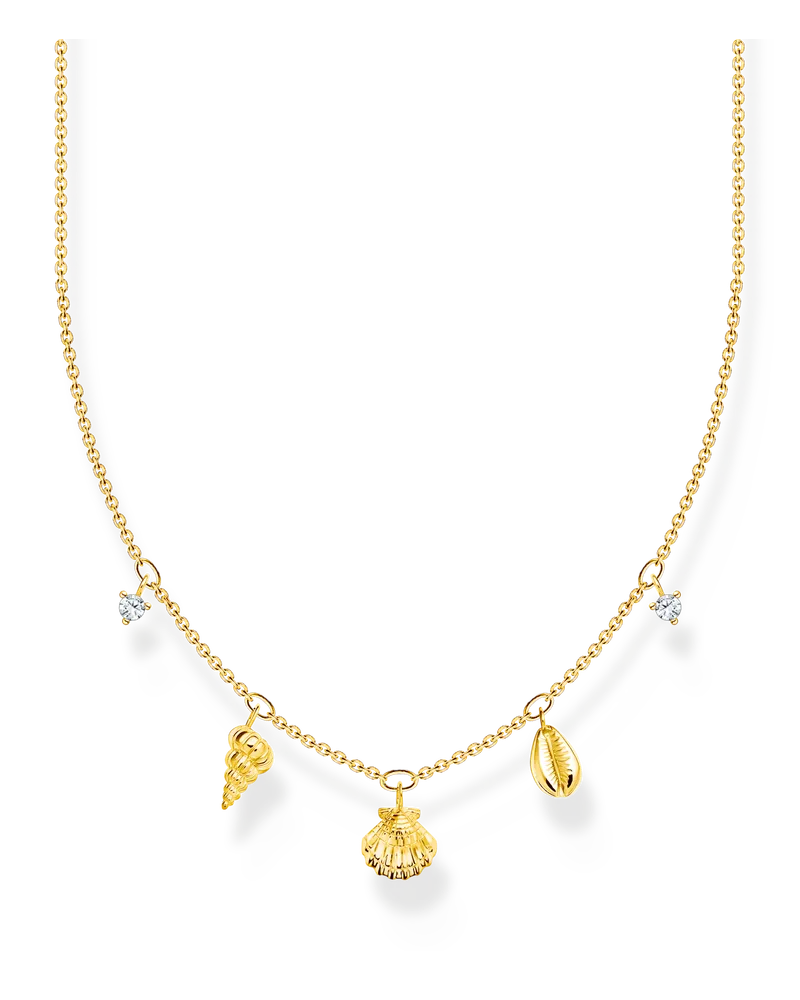Thomas Sabo Damen Kette mit Muscheln gold, Sterlingsilber Gelbgold vergoldet, Charming Collection Gelbgoldfarben