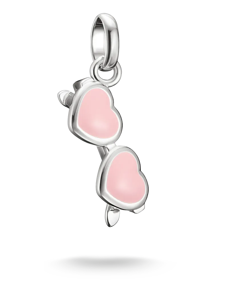 Thomas Sabo Damen Charm-Anhänger Pink Sonnenbrille Connect Silber, Sterlingsilber, Charm Club Collection Pink