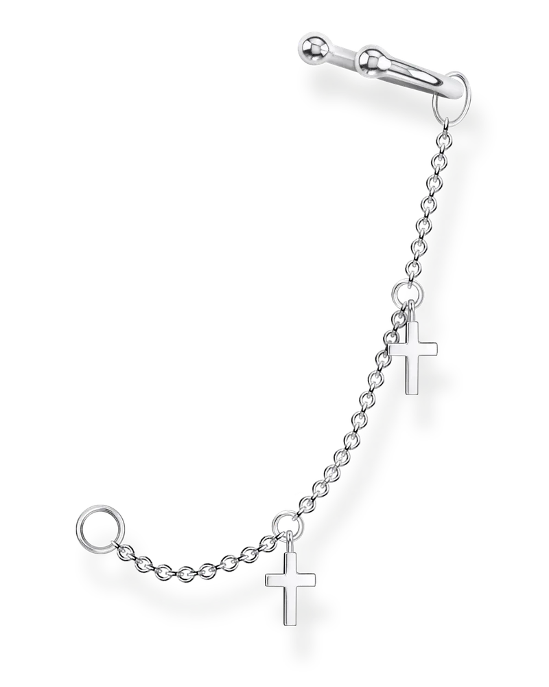 Thomas Sabo Damen Einzel Ohrklemme Kreuze, Sterlingsilber, Charming Collection Silberfarben